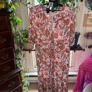 Knox Rose Pink and Orange Floral Long Sleeve Dress